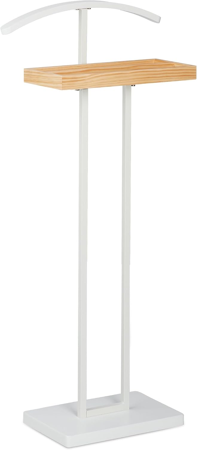 Relaxdays Stummer Diener, mit Ablage aus Holz, freistehend, faltenfreie Anzüge, MDF & Metall, HBT 10