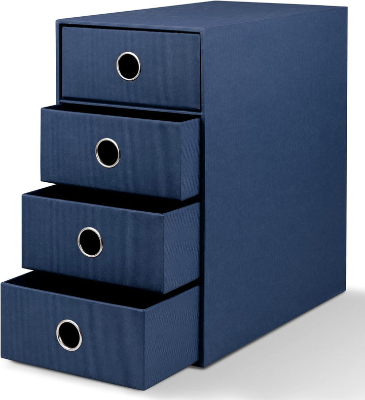 Rössler 1524452904 - S.O.H.O. 4er Schubladenbox für DIN A5, mit Griffloch, Navy, 250 x 175 x 320 mm,