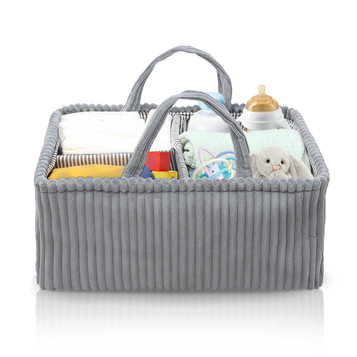 Wickeltisch Organizer, Baby Windel Caddy Korb, Wickeltasche Organizer mit Fächern & Griffen, Cord Wi