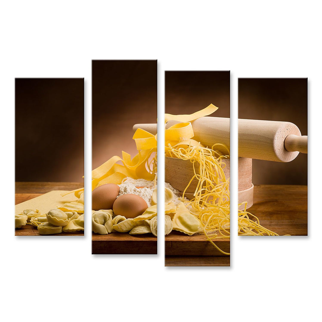islandburner Bild auf Leinwand Traditionelle Italienische Hausgemachte Pasta Mit Zutaten Für Küche I