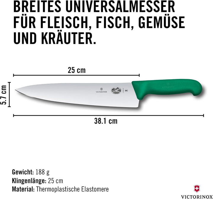 Victorinox Fibrox Kochmesser, Breites Universalmesser für Fleisch, Fisch, Gemüse und Kräuter, 25 cm,