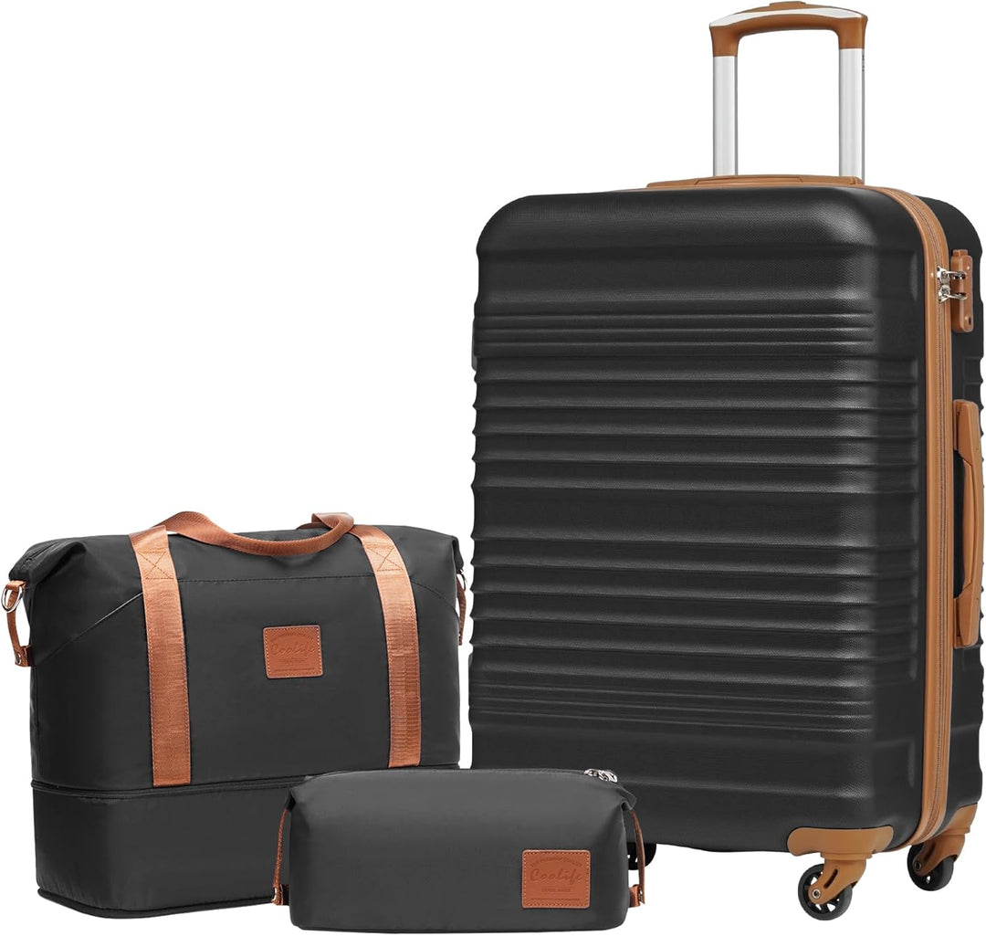 COOLIFE Koffer-set Trolley Koffer ABS Hartschale Reisekoffer 4 Rollen TSA-Schloss einziehbarer Troll
