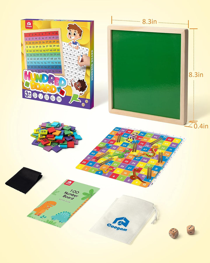 Coogam Hölzernes Mathe-Hundertbrett 1-100 Zahlen Lernen Lernspielzeug Buntes Montessori-Zählbrettspi