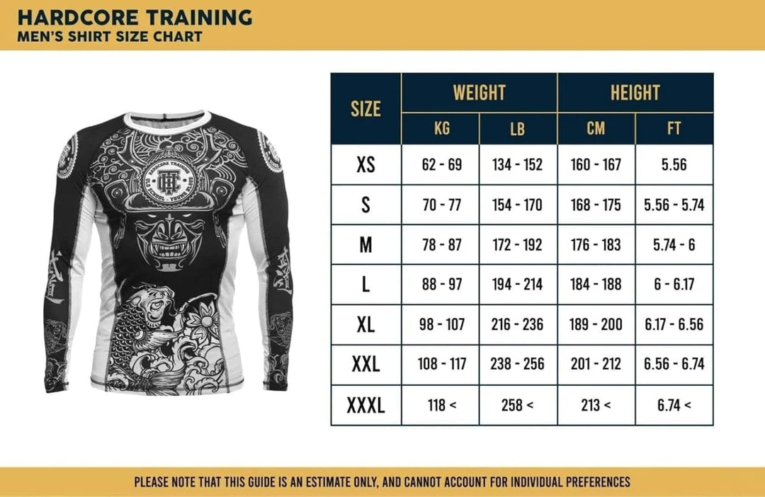 Hardcore Training Rash Guard Men's Kompressionshemd Herren Lange Ärmel Grappling Jiu Jitsu MMA Fitne