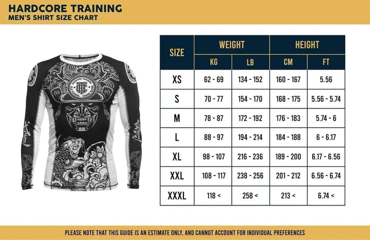 Hardcore Training Rash Guard Men's Kompressionshemd Herren Lange Ärmel Grappling Jiu Jitsu MMA Fitne