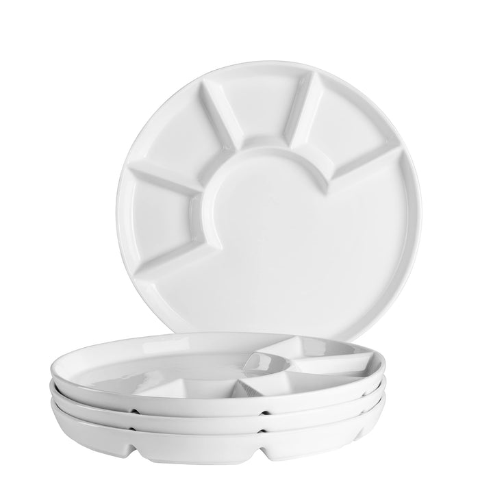 Mäser Fondueteller 4er Set 24 cm, Porzellan, Weiss