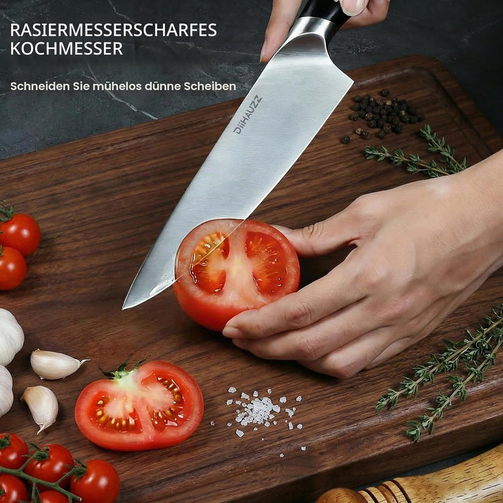 Kochmesser, 20 cm Klingenlänge Küchenmesser, Profi Fleischmesser aus Rostfreiem Edelstahl 5Cr15MoV,