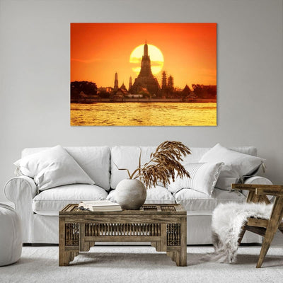 Bilder auf Leinwand 100x70cm Leinwandbild mit Rahmen Tempel Asien Gross Wanddeko Bild Schlafzimmer K