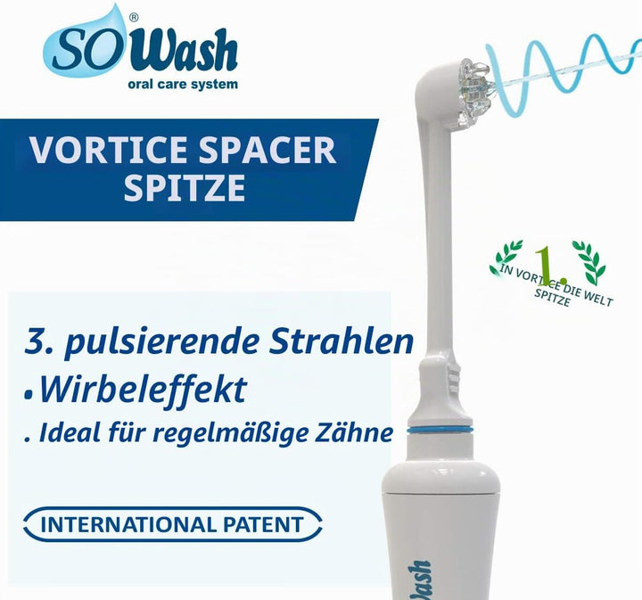 SoWash Munddusche | TRIO | Verbindet mit dem Wasserhahn | Munddusche ohne Batterien und Strom |Itali
