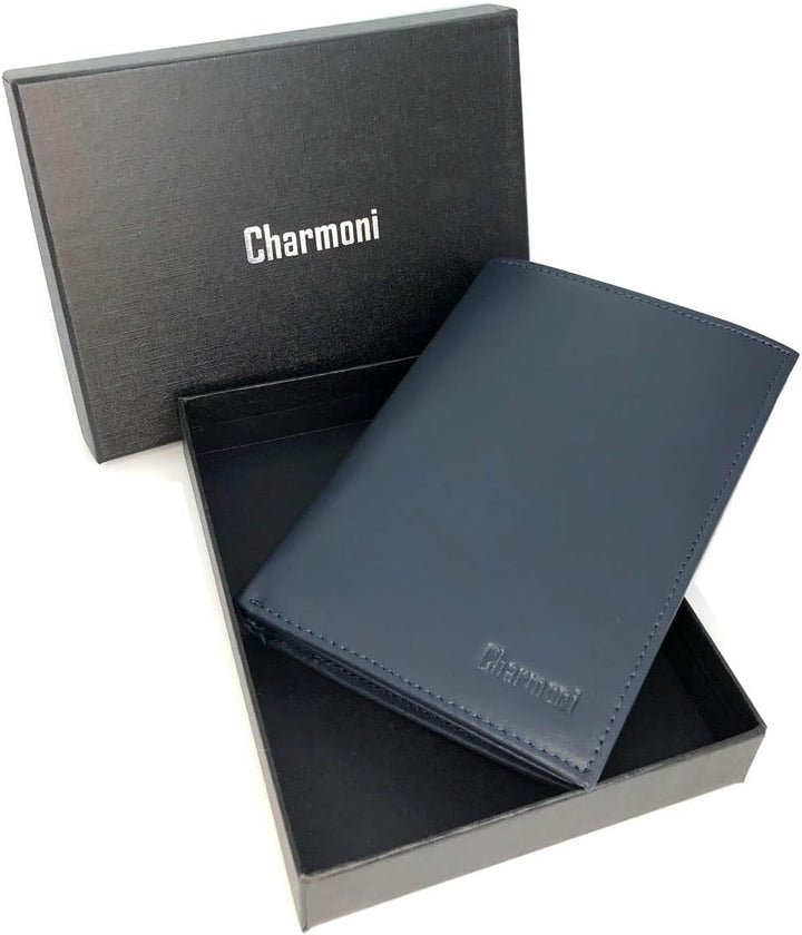 Charmoni® - Max - Grosse Geldbörse - für Herren - Anti-Hacker-Schutz - 4 Klappen - Rindsleder - 22 B