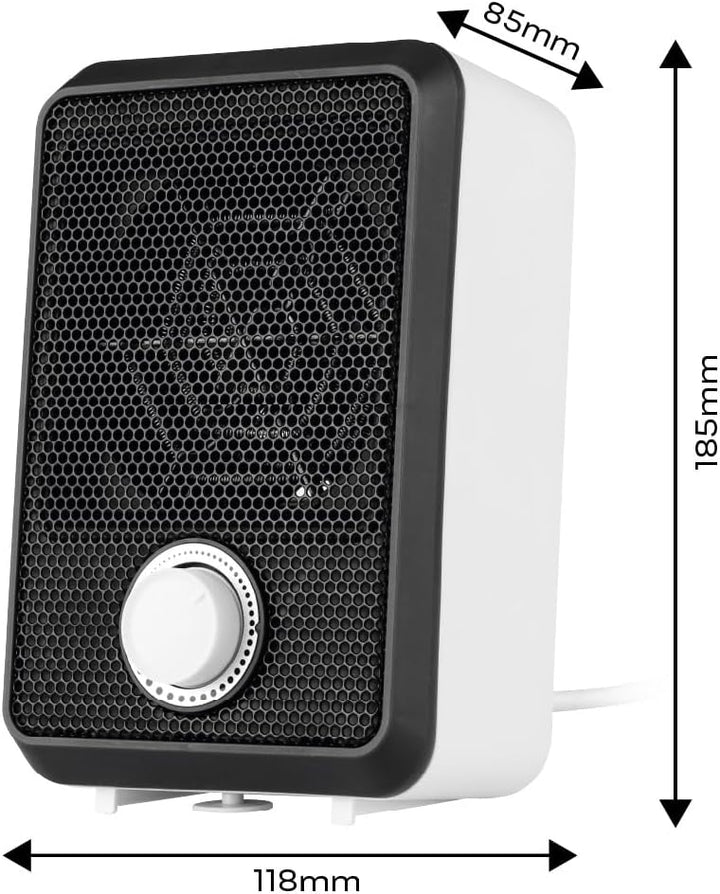 NEO TOOLS Tisch-Heizlüfter, 600W - Kompakter Mini-Heizlüfter mit Thermostat & Kippschutz, ideal für