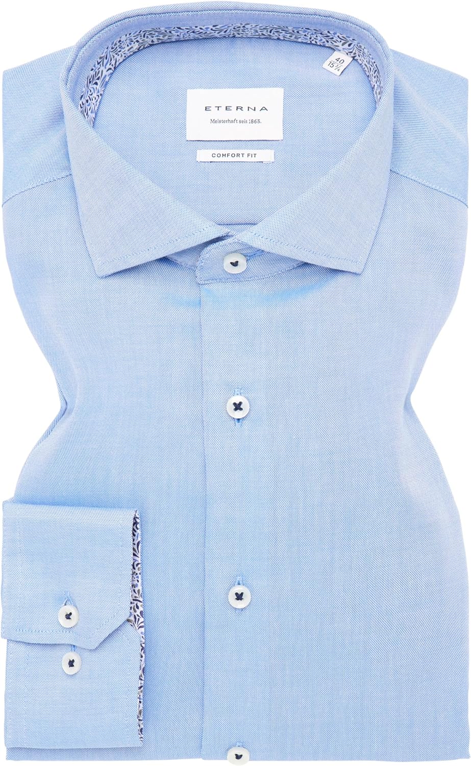 ETERNA Male Strukturhemd Comfort FIT Normal 43 Blau, Normal 43 Blau