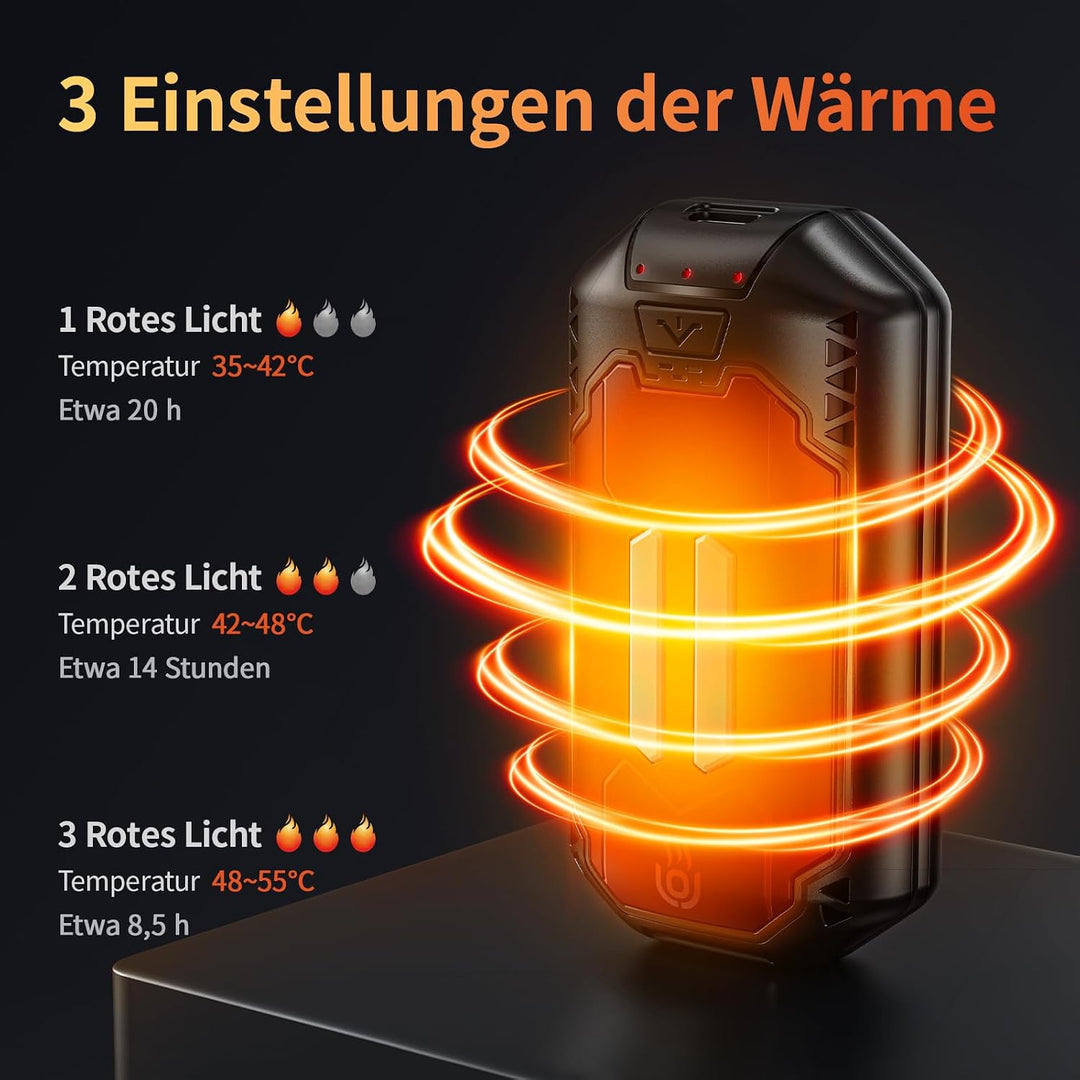 Handwärmer Elektrisch Split 2er-Pack 6000mAh, OUTJUT Tragbare Taschenwärmer 3 Heizmodi Wiederaufladb