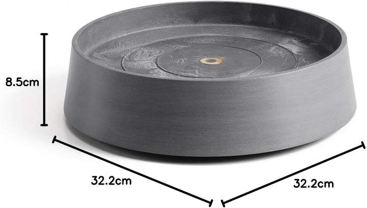 Ecopots Untersetzer rollbar für Blumentopf Oslo 35 grau rund - Durchmesser innen 28 cm/aussen 32 cm
