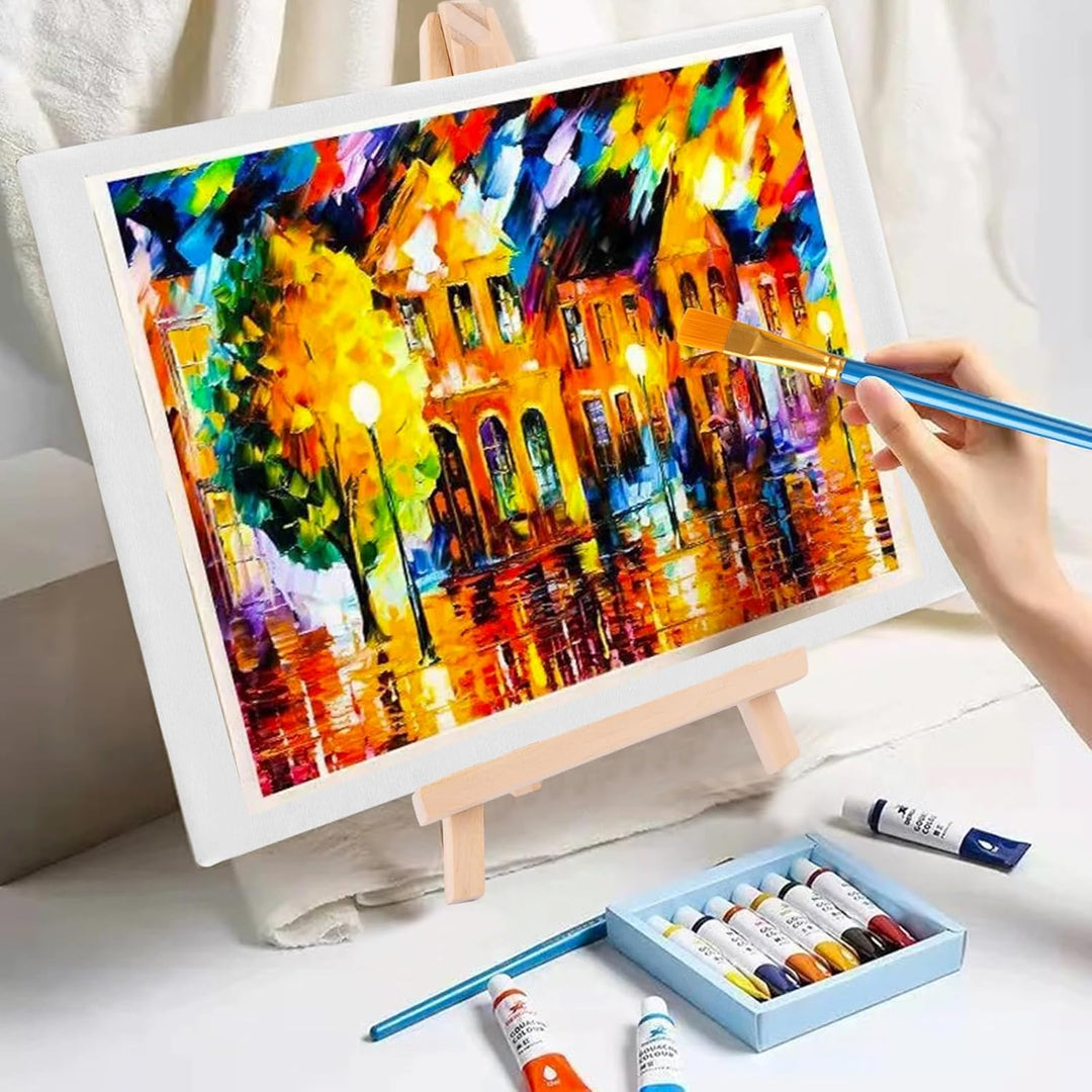 6 Stück Leinwand mit Staffelei Klein Leinwand Ständer Set (leinwand 15x20 cm und Staffelei 18x24 cm)