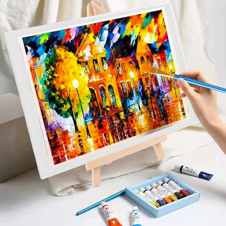 6 Stück Leinwand mit Staffelei Klein Leinwand Ständer Set (leinwand 15x20 cm und Staffelei 18x24 cm)