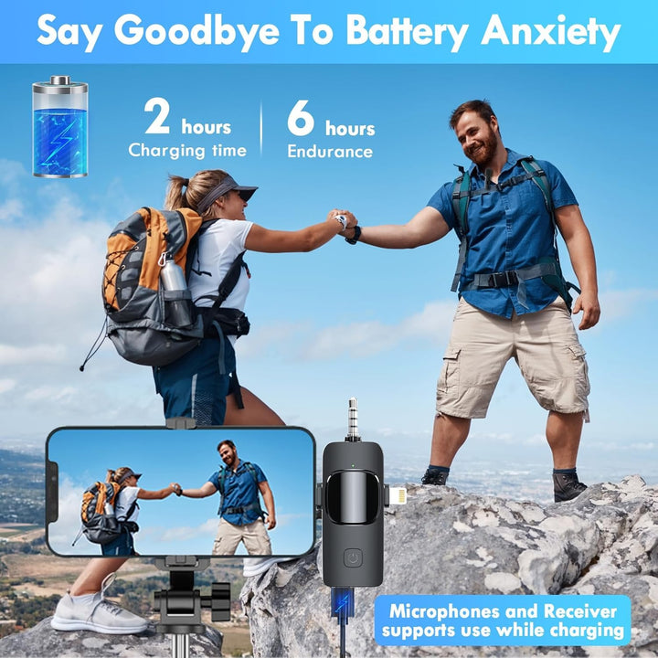GKEAPZA Kabelloses Lavalier Mikrofon für Handy/iPhone/Computer, Wireless USB C Ansteckmikrofon für V