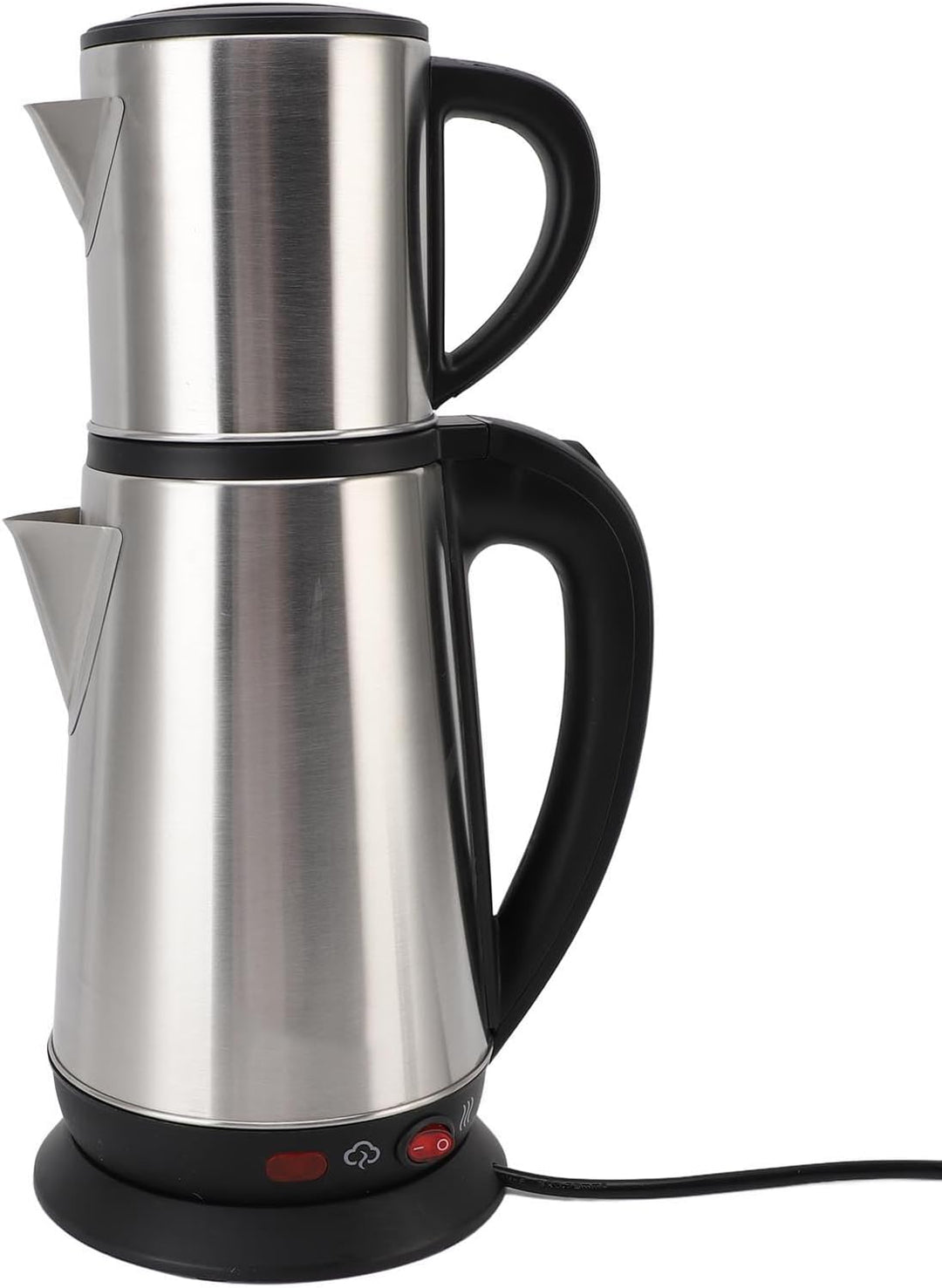 KIMISS Elektrischer Türkischer Wasserkocher -Set - 1L & 2L Edelstahl Doppelkessel Teekanne mit Infus