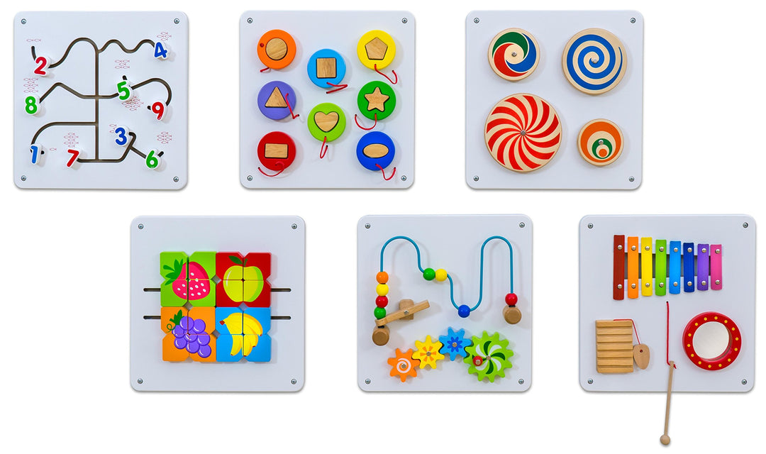 Betzold - Holz-Wandspiel Motorik-Spielzeug 6er-Set Wandelemente Kinder Nocolor, Nocolor