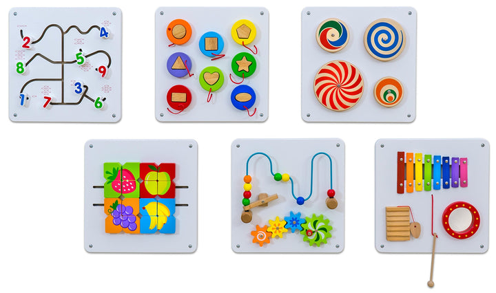Betzold - Holz-Wandspiel Motorik-Spielzeug 6er-Set Wandelemente Kinder Nocolor, Nocolor