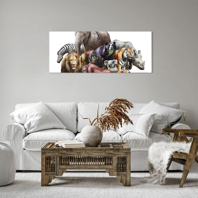 Panorama Bilder auf Leinwand 100x40cm Leinwandbild Tiere Koala Löwe Affe Gross Wanddeko Bild Schlafz