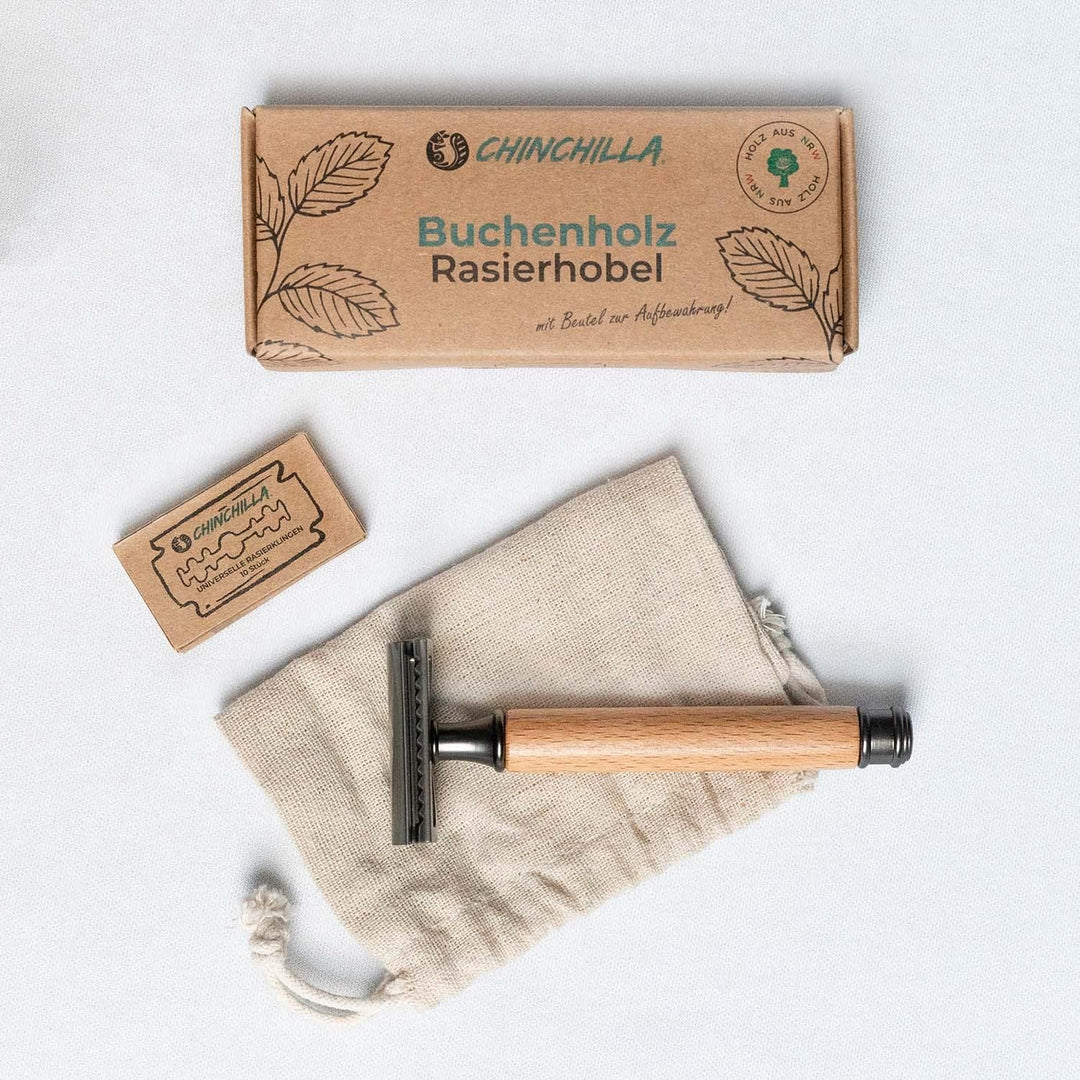Chinchilla® Rasierhobel Buchenholz Made in Germany | nachhaltiger Nassrasierer für Damen &amp; Herren |