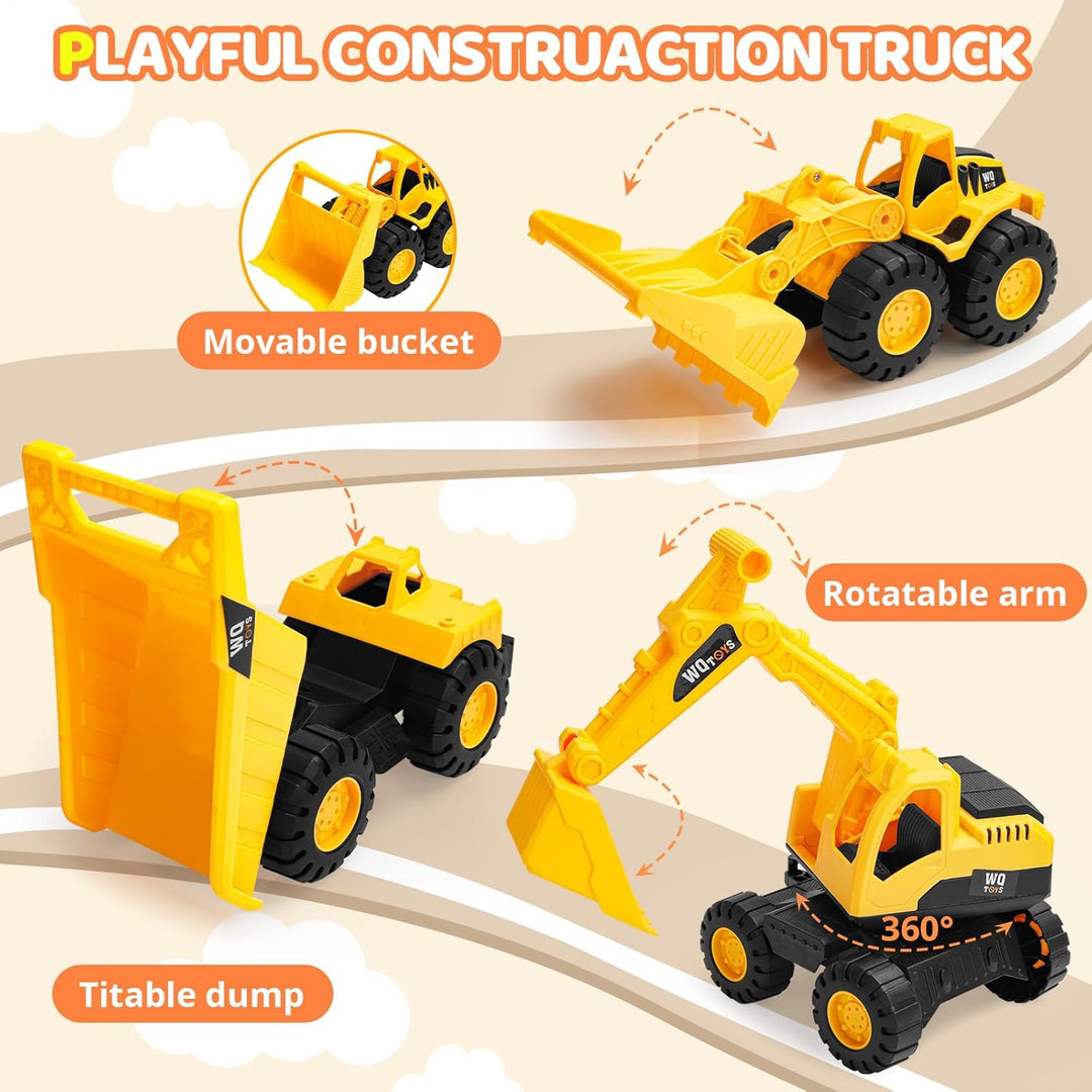 Sandspielzeug Bagger Sandkasten für Kinder ab 3+ Jahre – 3 Stück Bauwagen Spielzeug Set, Kipper & Ra