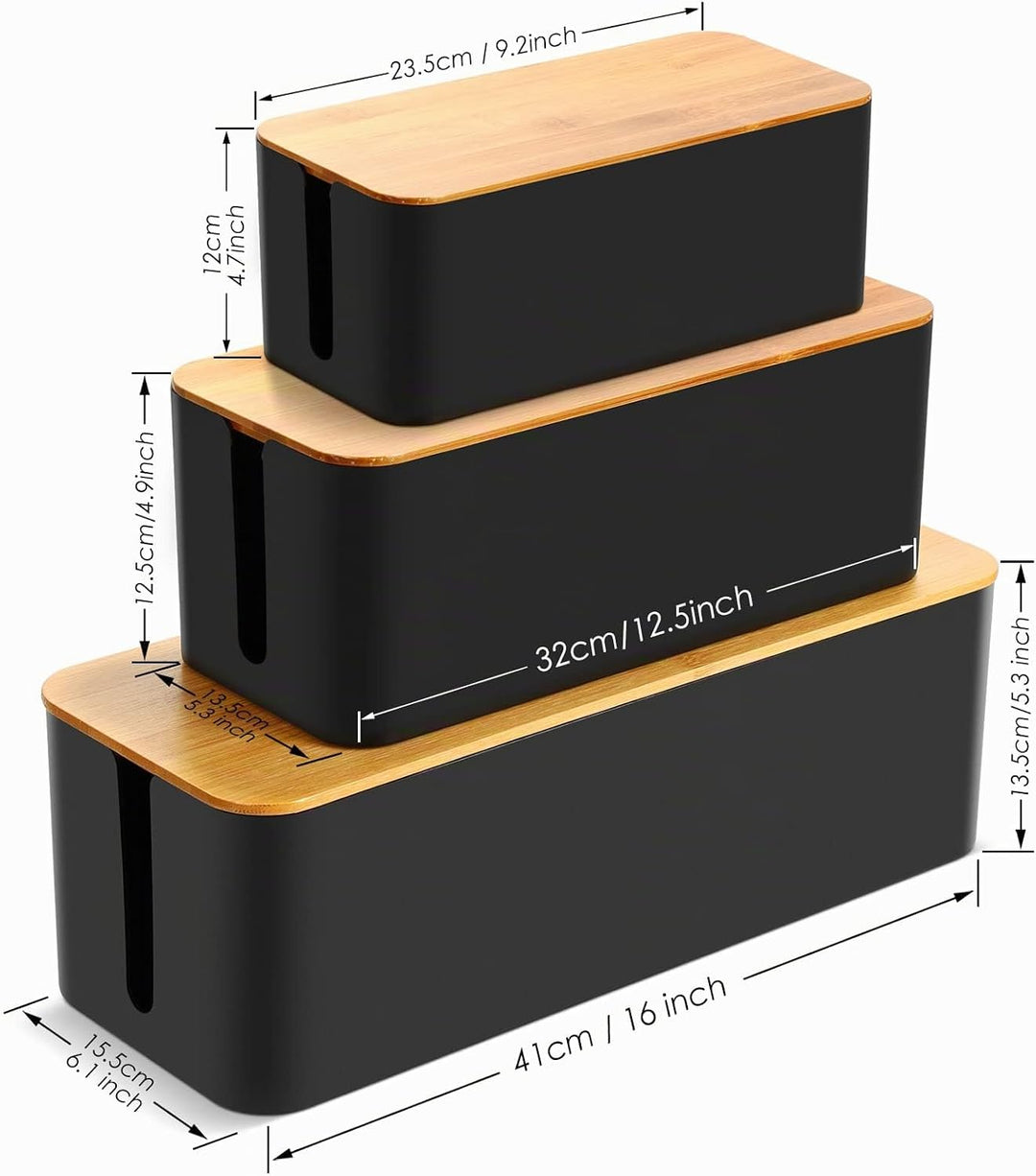 3 Stück Kabelbox, Kabelmanagement Box zum Verstecken und verbergen Sie Steckdosenleisten und Kabel,