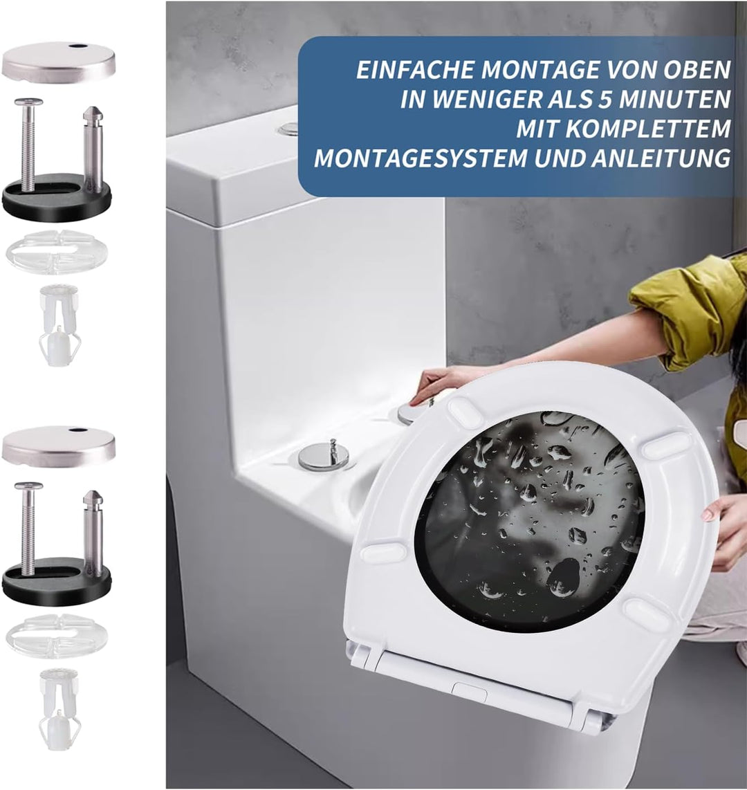Toilettendeckel mit Absenkautomatik, WC Sitz mit Absenkautomatik Oval Form klodeckel Einfache Reinig