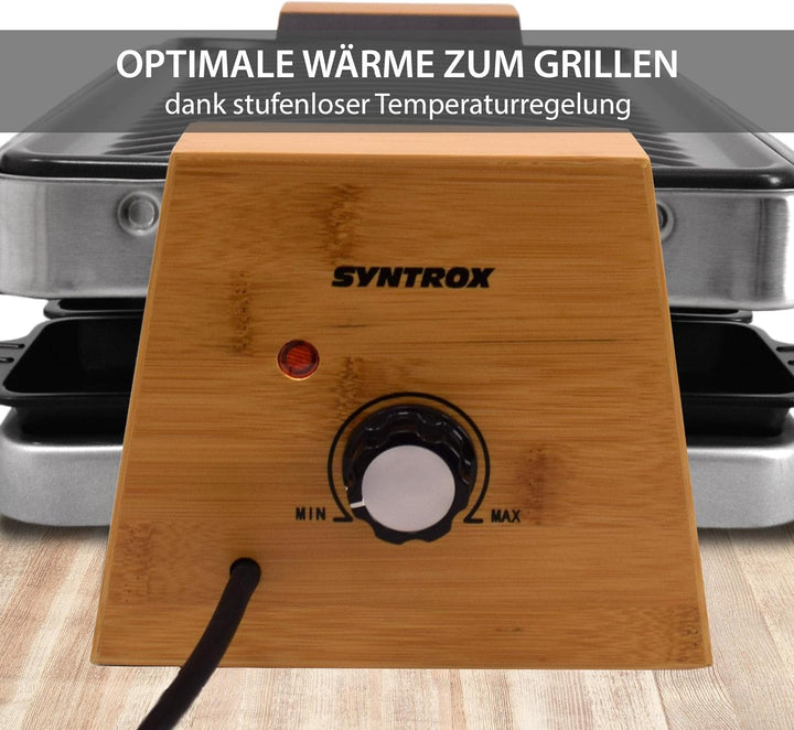 Syntrox RAC-1500W-Lugano Raclette mit 4 Platten mit antihaftbeschichteter Grillplatte und Naturstein