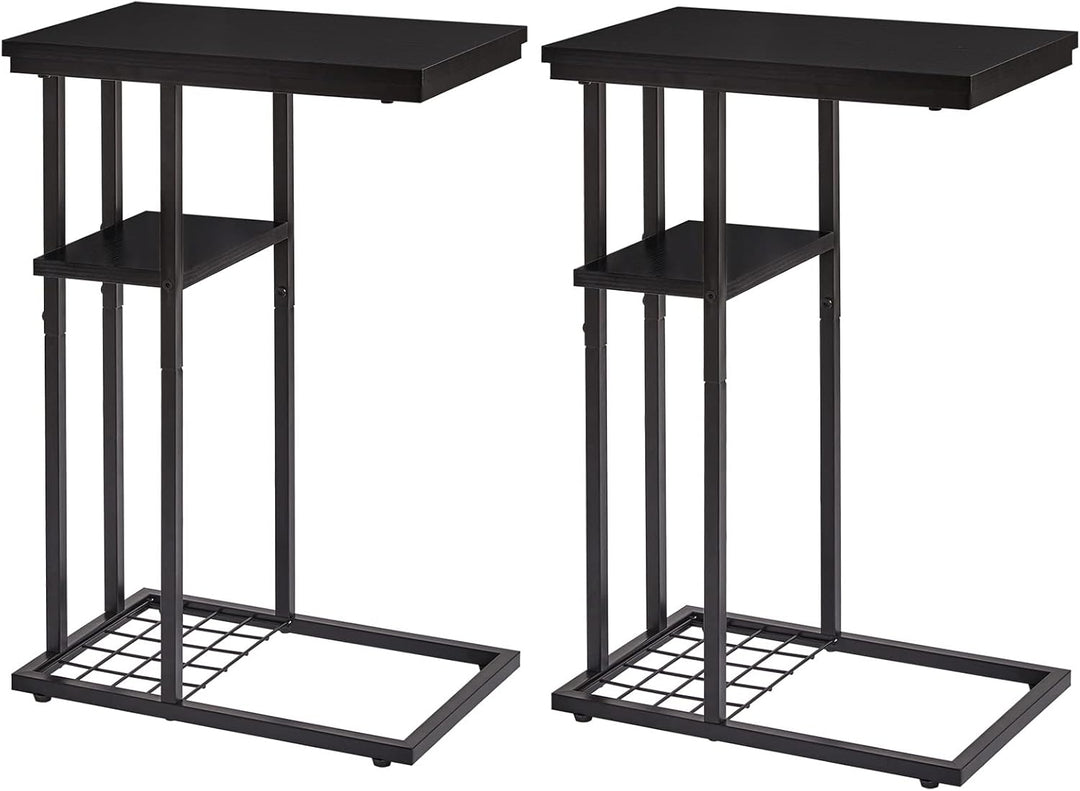 YMYNY Beistelltisch Kaffeetisch C-Form, Eleganter Kleiner Sofatisch, Industrie-Design 2er-Set, Sofat