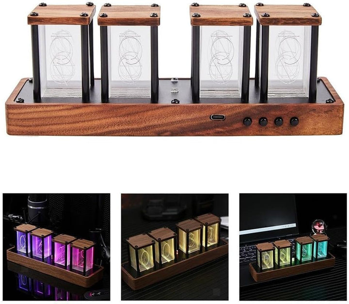Digitale Nixie-Röhrenuhr, 8 Anzeigemodi, RGB-Vollfarb-LED-Schreibtischuhr, USB-betrieben, Farbwechse