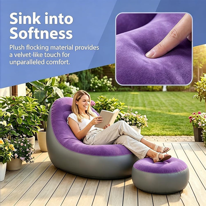 Aufblasbares Sofa mit Fusshocker, Aufblasbarer Sitzsack, Aufblasbares Stuhl Sofa, Luftsofa Aufblasba