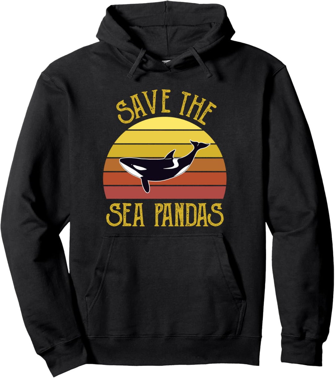 Save the Sea Pandas Orca Killer Whale Mammal Animal Lover Pullover Hoodie