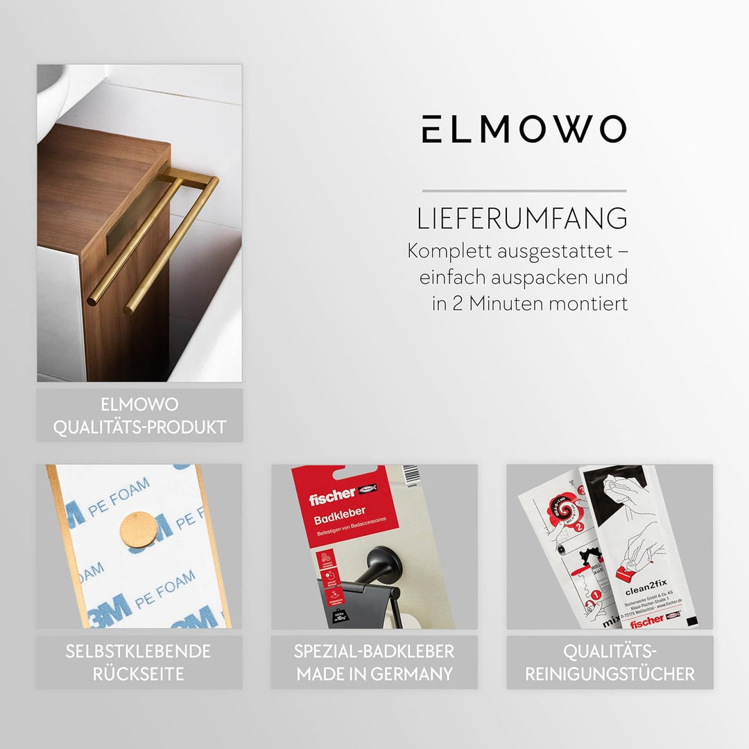 Premium Edelstahl Handtuchhalter ohne Bohren selbstklebend inkl. Spezialkleber (extrem sicherer Halt