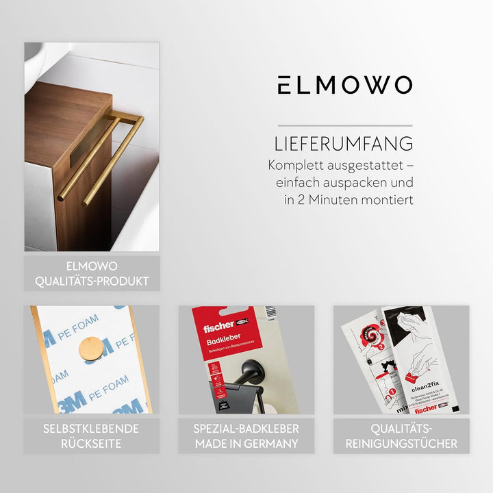 Premium Edelstahl Handtuchhalter ohne Bohren selbstklebend inkl. Spezialkleber (extrem sicherer Halt