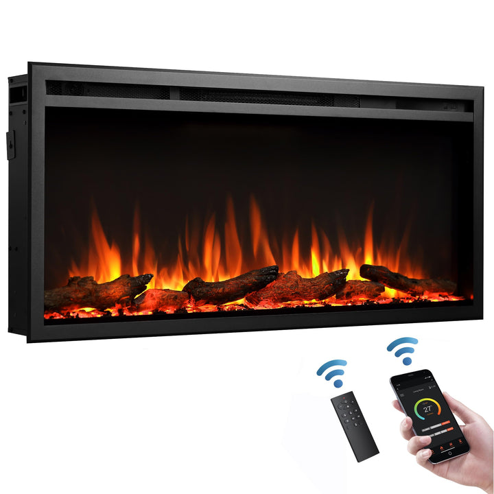 BALDERIA Atalanta 40" Elektrokamin - Elektrischer Einbaukamin mit Heizung 1000/2000 W, realistischer