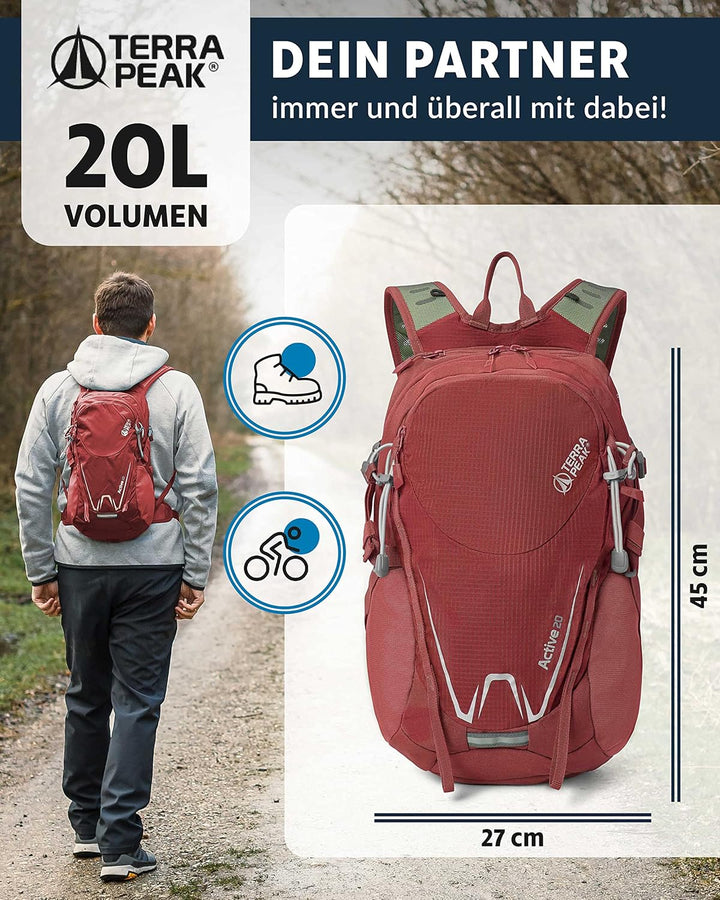 Terra Peak® Premium Wanderrucksack 20L (ACTIVE 20) Damen & Herren klein - Trekkingrucksack ergonomis