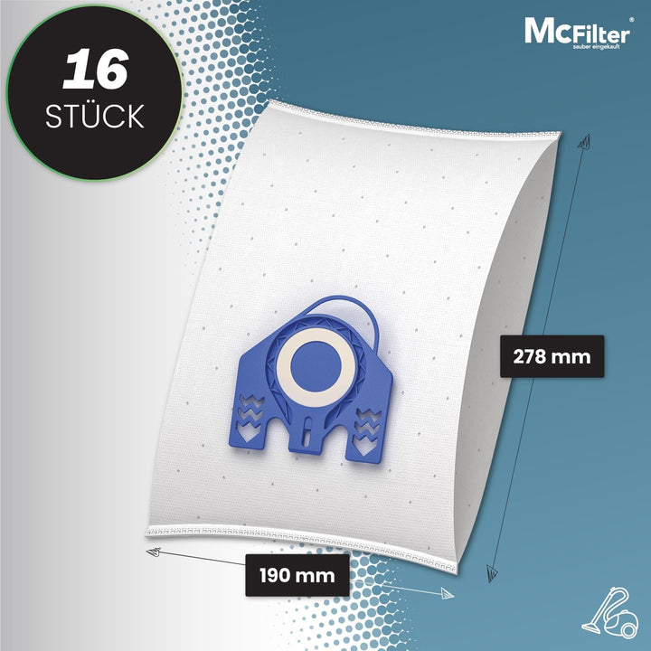 McFilter | 16 Staubsaugerbeutel geeignet für Miele Staubsauger GN Serie S2 S4 S5 S6 S8, Complete C2/