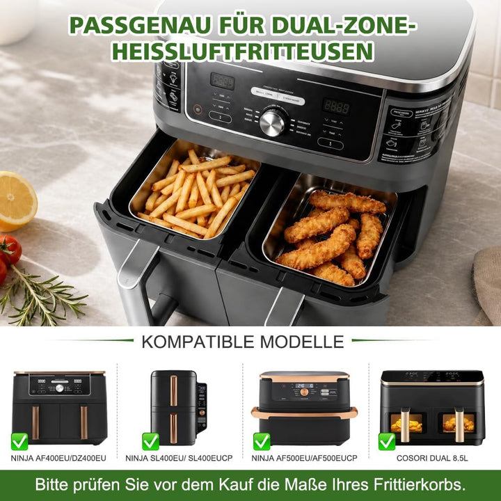 YQL Airfryer Zubehör für Ninja/COSORI Dual, Edelstahlformen mit 7,8 cm Höhe | 304-Edelstahl & spülma