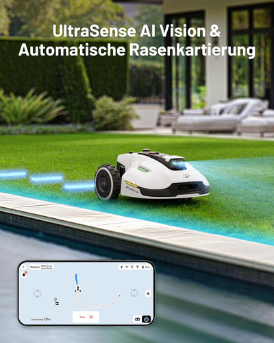 MAMMOTION YUKA 2000 Mähroboter ohne Begrenzungskabel, NetRTK+Vision, Keine RTK-Antenne erforderlich,