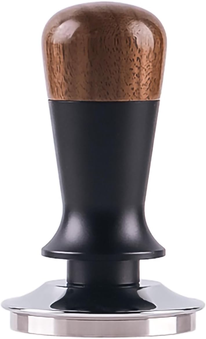 51mm Kaffee Tamper mit Walnuss-Griff, 30lbs Konstanter Druck Espresso Tamper, Edelstahl Kaffeestampf
