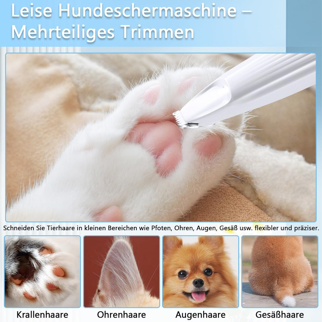 Mucek Leise Hundeschermaschine, Pfotentrimmer für Hunde mit LED-Licht, Hundepfoten Trimmer Wiederauf