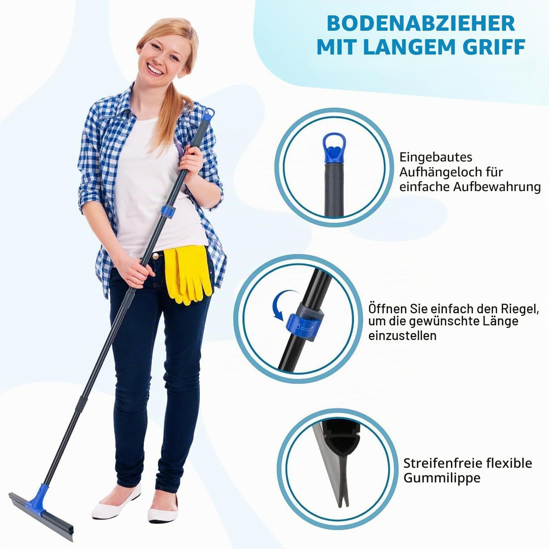 Abzieher Boden 45cm Wasserschieber Bodenwischer mit langem Griff 149cm Nasser Boden Gummiabzieher Ho