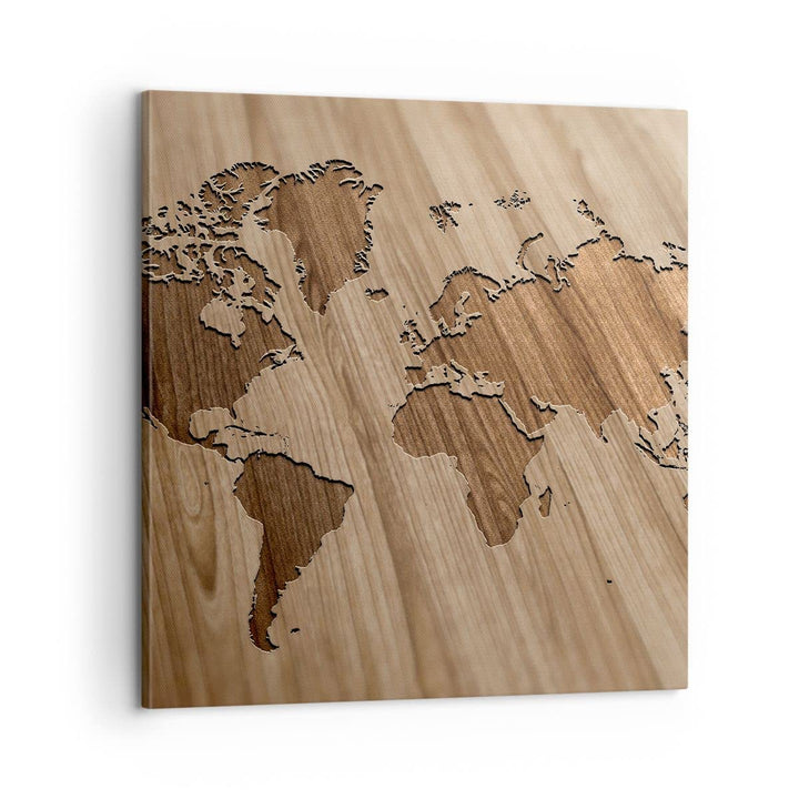 ARTTOR Bilder auf Leinwand Geographie Globus Karte Leinwandbild 60x60cm Wandbilder Dekoration Wohnzi