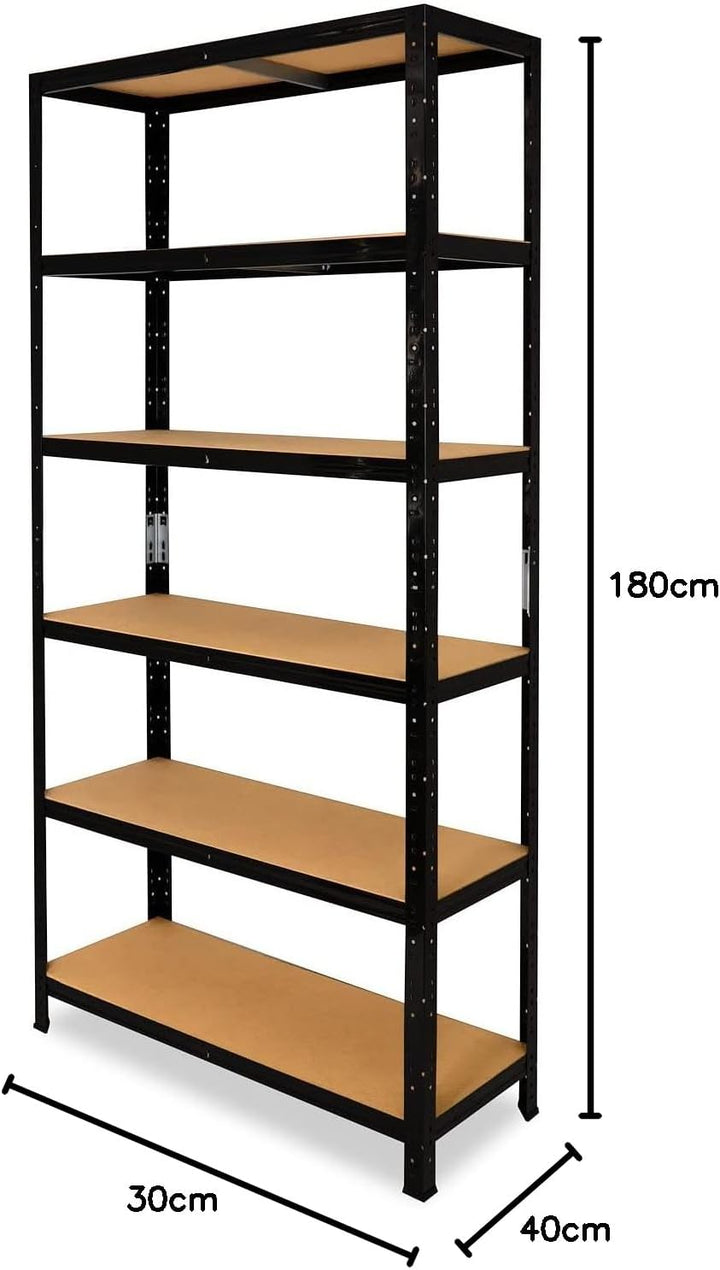 shelfplaza® 180x30x40cm Black Schwerlastregal schwarz/Metallregal schwarz 6 Böden à 145kg Tragkraft/