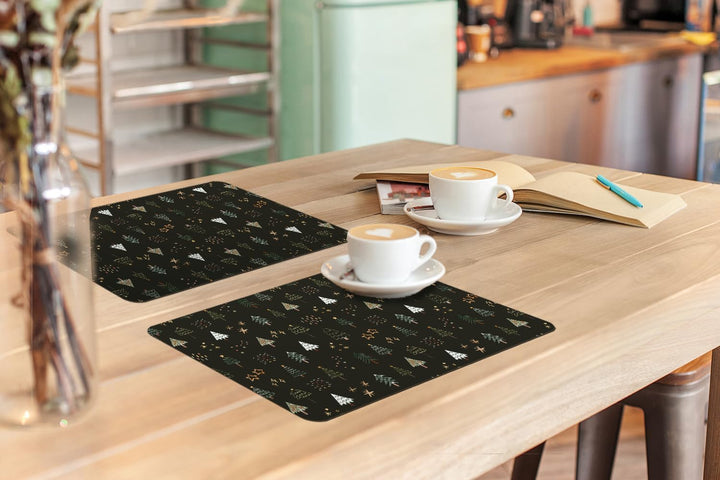 KitchenYeah© Platzsets Abwaschbar 6-Teilig Tischsets Platzdeckchen Weihnachtsbäume - Weihnachten, We