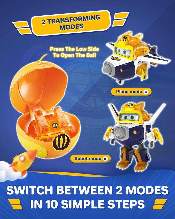 Super Wings EU760965 - Transforming Paul & Animal Power Ball, ca. 12,7 cm grosse verwandelbare Spiel