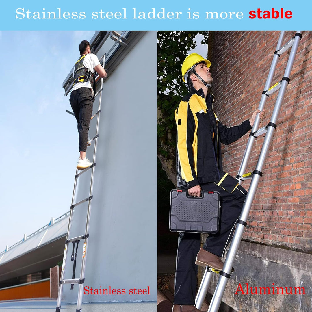 2,6M Teleskopleiter, Mehrzweckleiter ‎Edelstahl, 150 kg/330 Pfund Belastbarkeit, Ausziehbar Aluleite