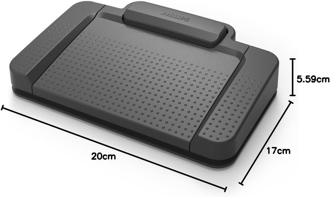 Philips ACC2310 USB-Fussschalter, 3 Pedal-Design Rücklauf, Vorlauf, Wiedergabe, Plug und Play, ohne
